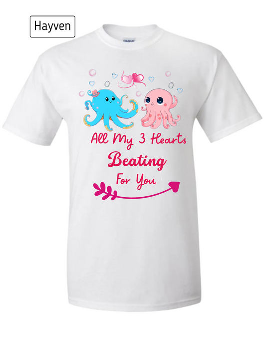 Cute Romantic Octopus Cotton T-Shirt
