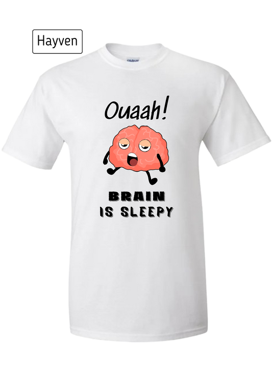 Brain Is Sleepy - Cute Funny Brain Character Cotton T-Shirt